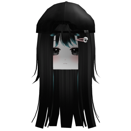 Dark Teal Cute Hair With Cap