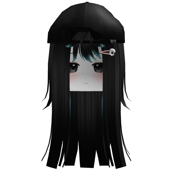 Dark Teal Cute Hair With Cap