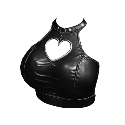 Y2K Heart Cut-out Leather Top Grunge ( BLACK ) thumbnail