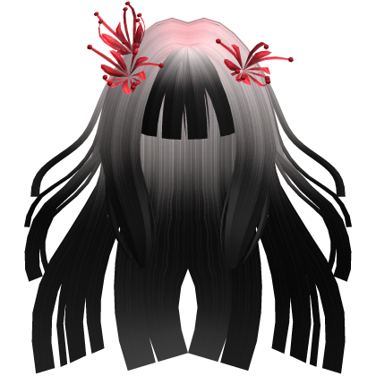 Pink Roots Long Windy Hime Hair w/ Spider Lily