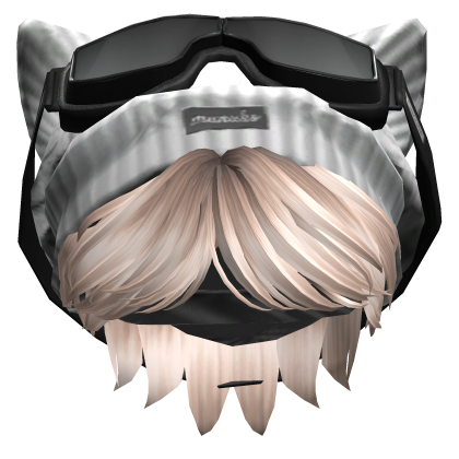 Parted Boy Hair w/ Y2K Beanie & Goggles(Platinum) Roblox item
