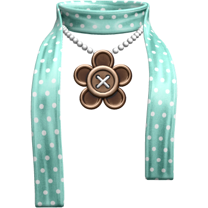 Mint Choco Cute Polka Dot Flower Button Scarf 