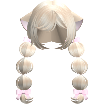 ୨ৎ Cute Blonde Neko Kawaii Braids W Bows  Roblox item