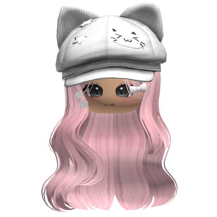 Pink Kitty Ears Cap Wavy Hair