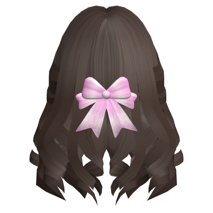 Spring Curly Girl Hair w/ Bow In Dark Brown Roblox item