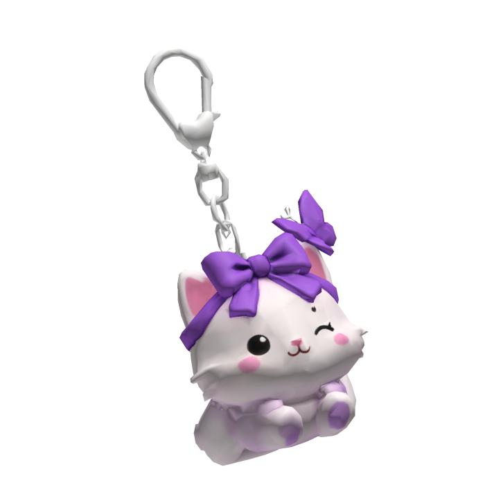 Purple Bow Kitty Keychain