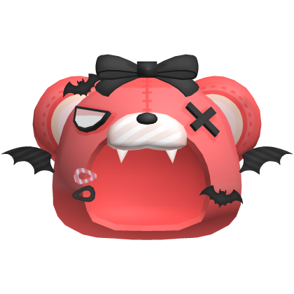 cute angry halloween vampire bear hood in red Roblox item