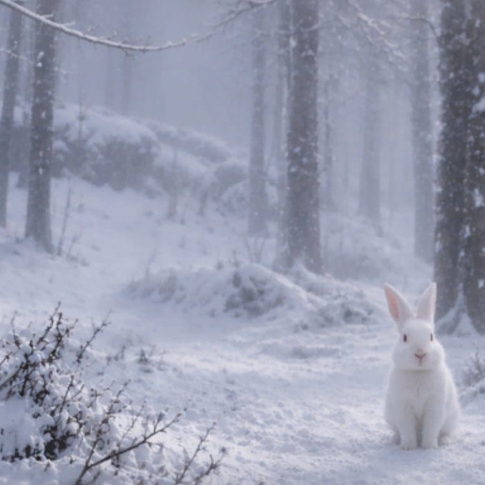 Winter White Cute Bunny Snow Forest Emo Background