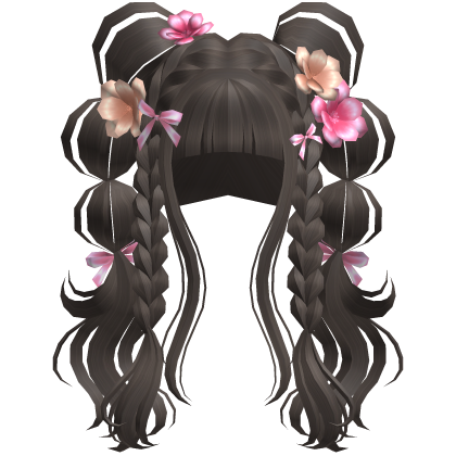 Blossoming Angelic Floral Curly Pigtails Expresso