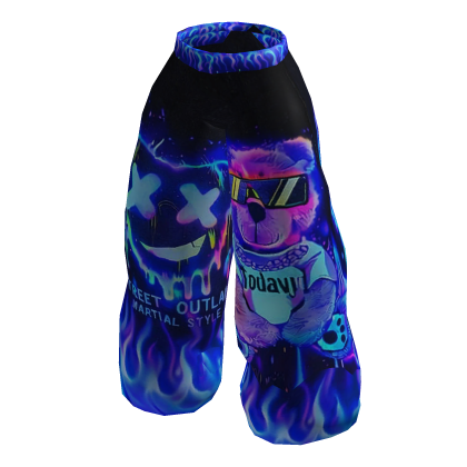 purple pants with vibrant street bear graffiti thumbnail