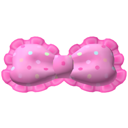 ♡ pink rainbow polka dot cookie bow 🌈