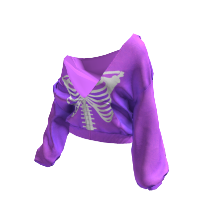 Skeleton Pullover Baggy Hoodie Purple