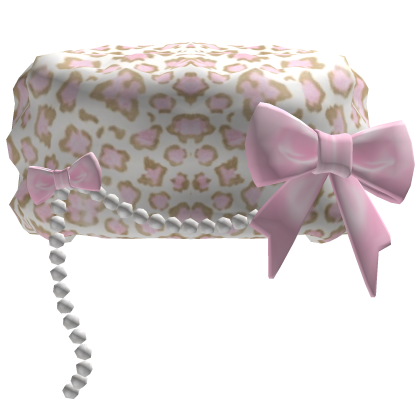 Pink Himegyraru Ushanka Leopard Bow with Pearls - Roblox