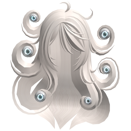 GLOWING/EMISSIVE blue six eyes white spiral hair
