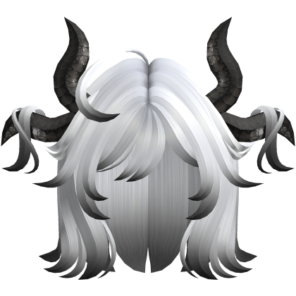 Short messy white black hair w/ horns Roblox item