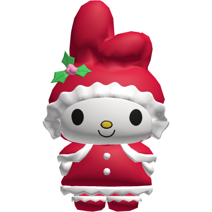 Red Christmas My Melody Bunny Backpack Plush