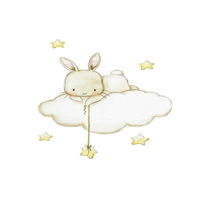 Bunny on Cloud Transparent Background Nursery Roblox decal