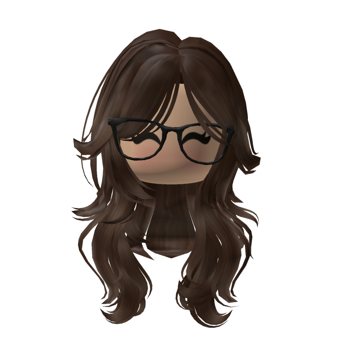 Brown Long Cute Y2K Hair Glasses w Face