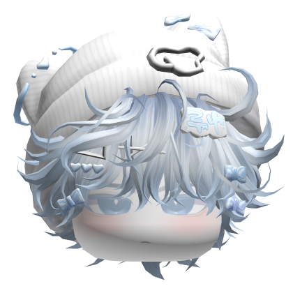 Messy Anime Hair w/ Cat Beanie (Sky Blue) Roblox item