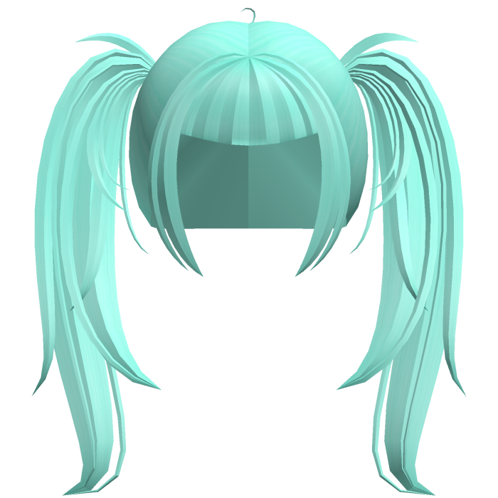 alt y2k messy straight pigtails in cyan