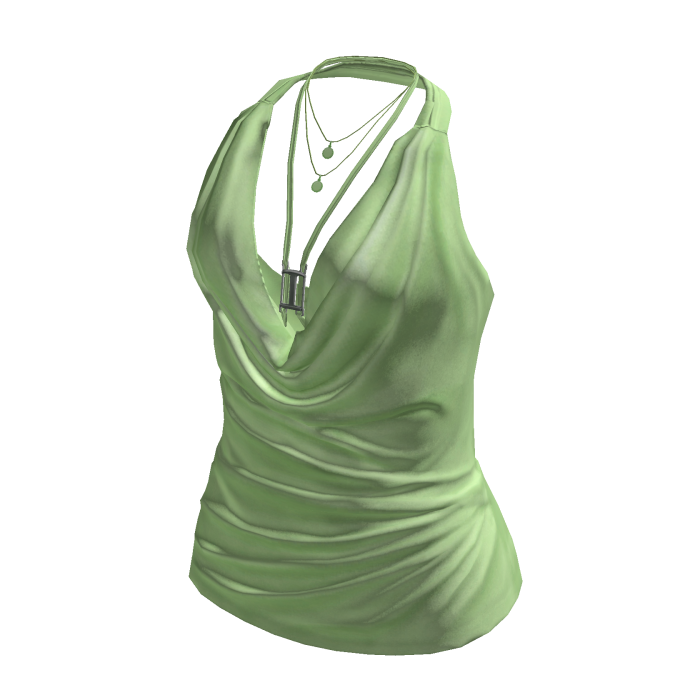 Ruched Cowl Neck Halter Top (Green)