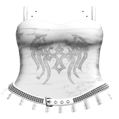 Grunge White Emo Rhinestone Dress