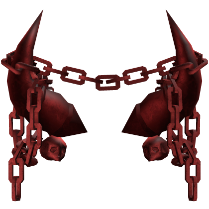 Red Crimson Gothic Skull Chained Horns  Roblox item