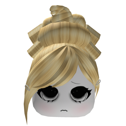Blonde Y2K Messy Bun Hair w/ Cute Sad Face Roblox item