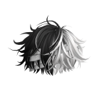 Cabelo preto e branco com bandagem