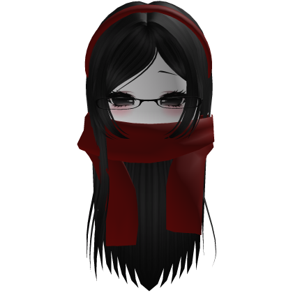 Warm Fall Black Hair w/ Glasses Headband & Scarf