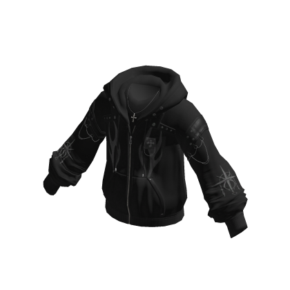 Faded Graphic Hooded Jacket (Black)