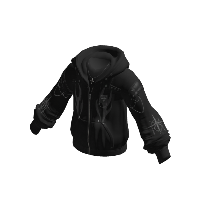 Faded Graphic Hooded Jacket (Black)
