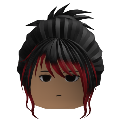 Swept Bangs Updo Hair (Black/Red)
