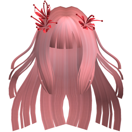 Pink Long Windy Hime Hair w/ Spider Lily