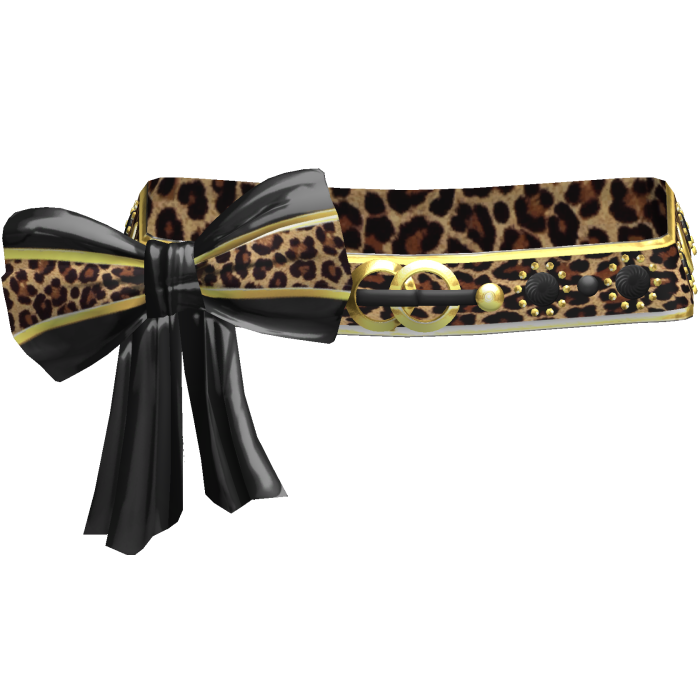 Leopard Gyaru Black Bow Belt 2000s Gold Agejo