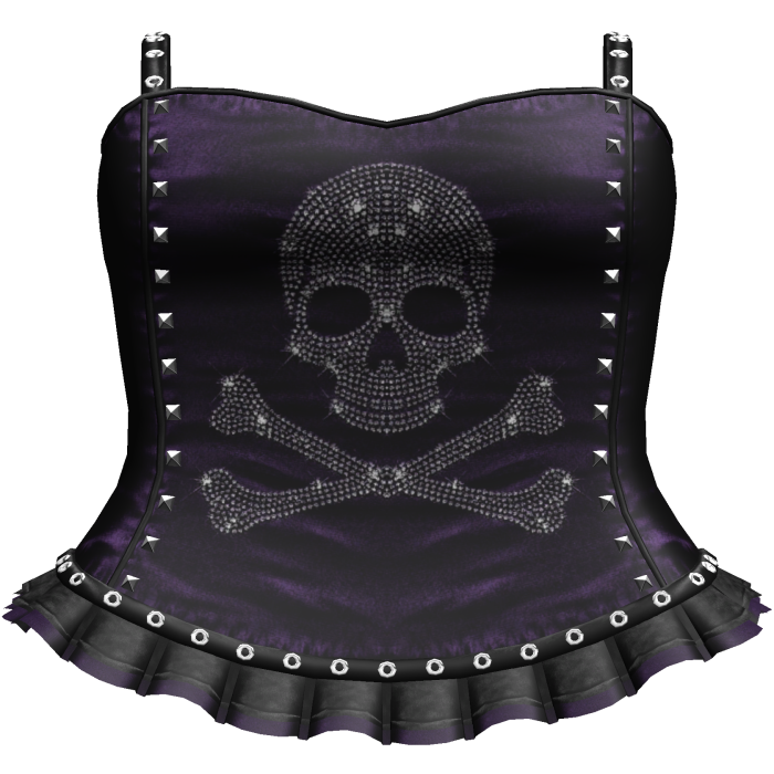 Emo Purple/Black Rhinestone Skull Dress