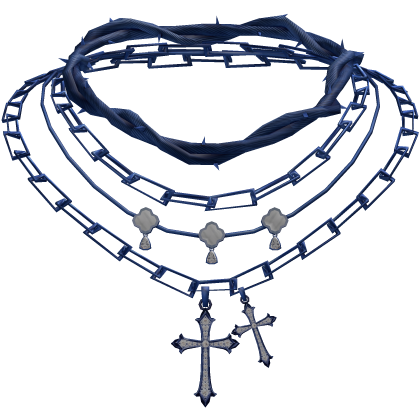 Blue Jesus Layered Cross Gold Clover Necklace Roblox item
