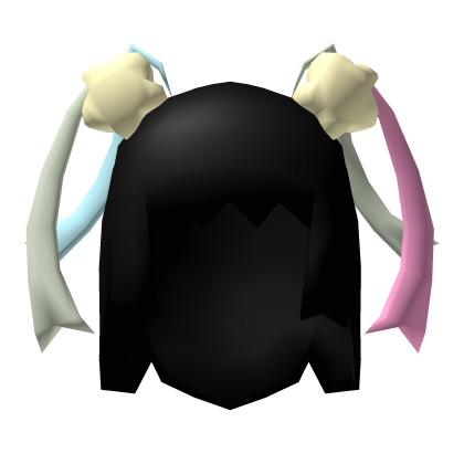 Low Poly Starry Ribbon Pigtails Black