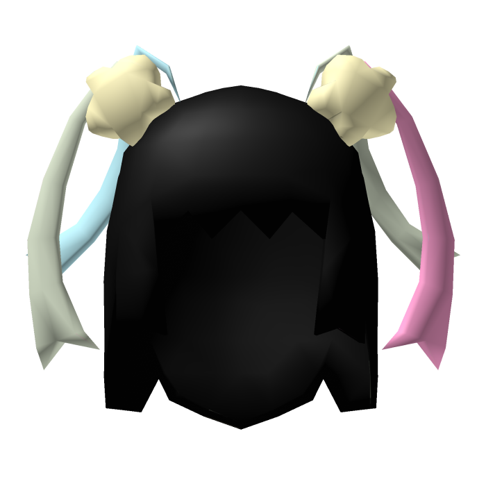 Low Poly Starry Ribbon Pigtails Black