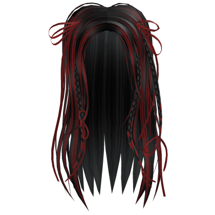 Black and Red Tied Braids Long Hair Roblox item