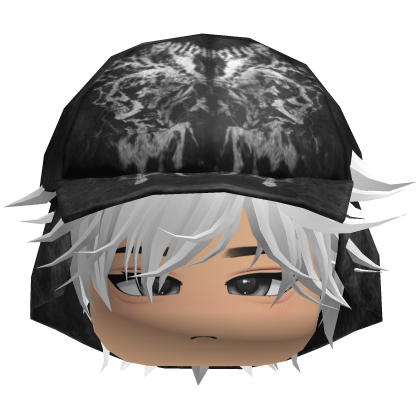 Emo Anime Spikey Boy Hair w/ Black Hat (White)