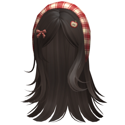 Cute Igari Hair w Plaid Headscarf Dark Brown Roblox item