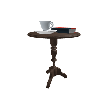 small table with book and tea