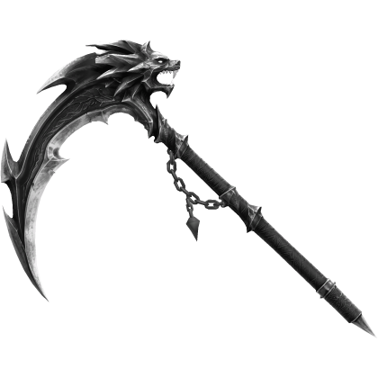 White & Black Dargon Scythe W Chains Hanging Roblox item