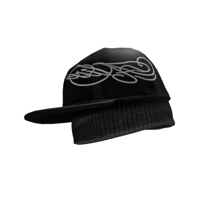 Black Sideways Fitted Cap with Beanie