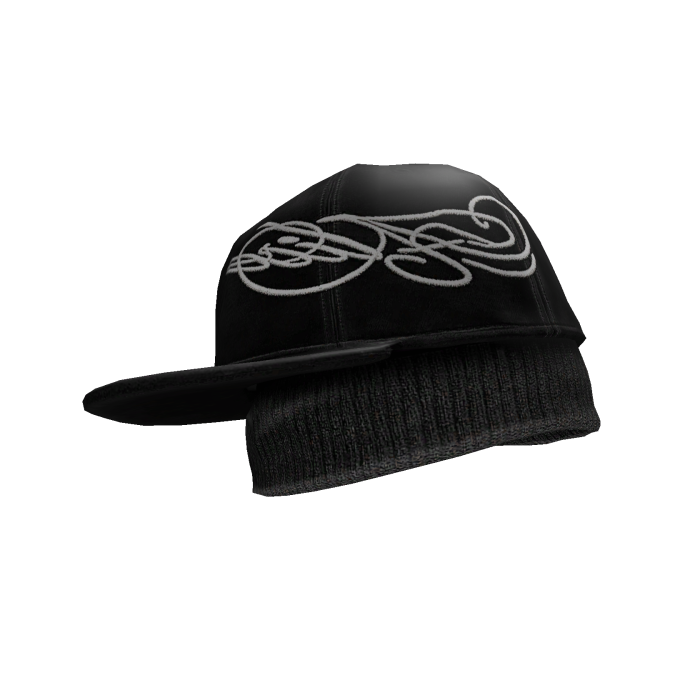 Black Sideways Fitted Cap with Beanie