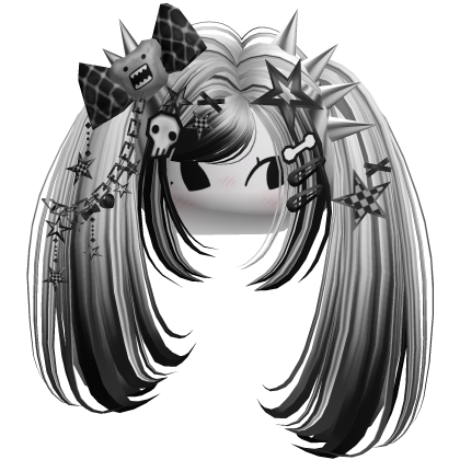 ♡ Scene Spiky Moe Pigtails (White & Black)