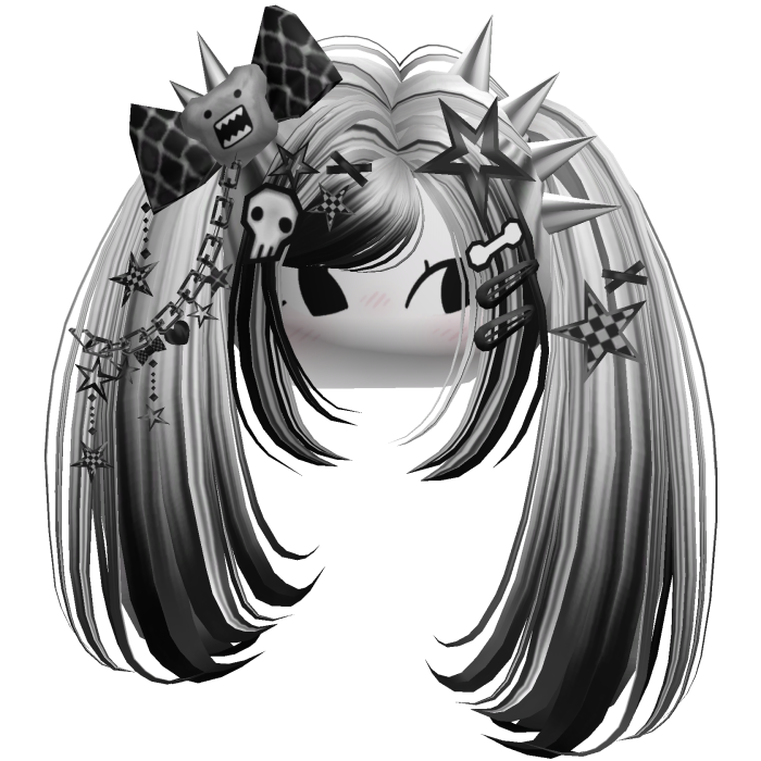 ♡ Scene Spiky Moe Pigtails (White & Black)