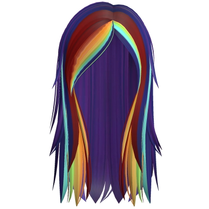 Emo Scene Long Layered Wolfcut (Rainbow) Roblox item