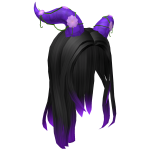 Long Black Hair with Purple Horns